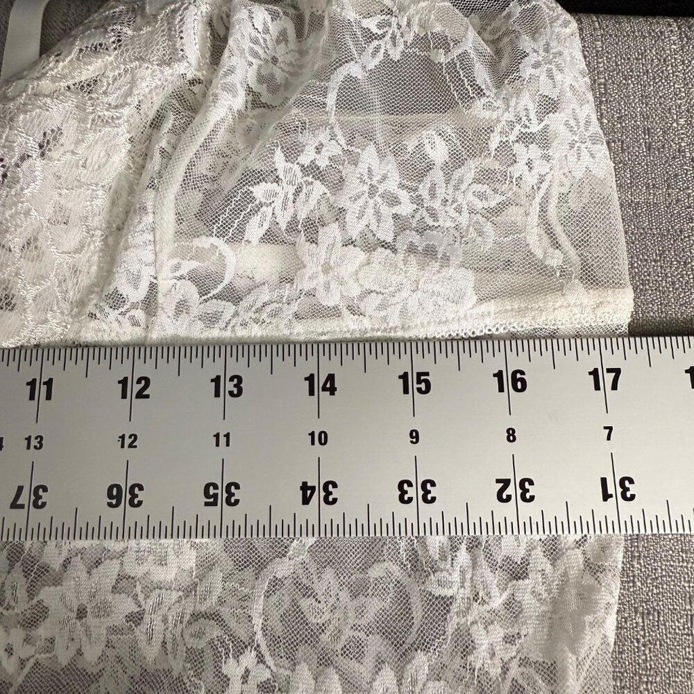 Womens White Lace Bust Sheer Long NightGown With Slit Bridal Romantic Lingerie - Picture 9 of 15